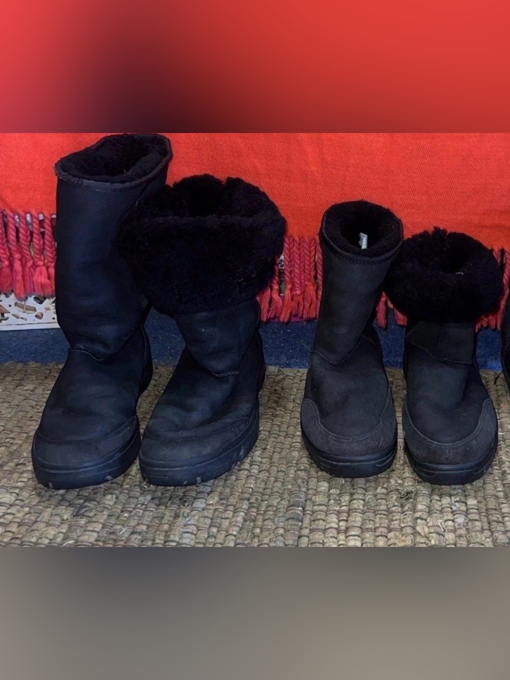 UGG Australia Women's Lot (2) Black Shearling Boots Size 8 And 9 AS IS